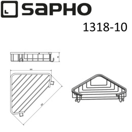 Sapho Diamond 1318-10 Полочка DIAMOND угловая для душа, 240x40x150 мм, бронза
