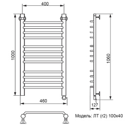 Полотенцесушитель электрический Ника Trapezium ЛТ (г2), правый тэн ЛТ Г2 100/40 прав