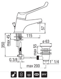 Фото Nobili AS27118/1TDCR Локтевой смеситель для раковины (хром)