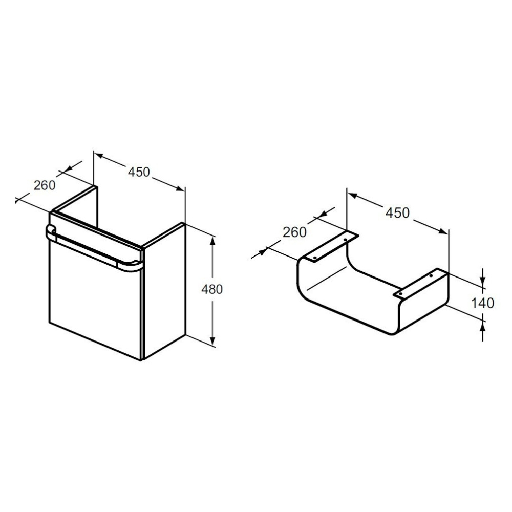 Подстолье для раковины R4318FC Ideal Standard Tonic II Guest (светло-корич. глянц)