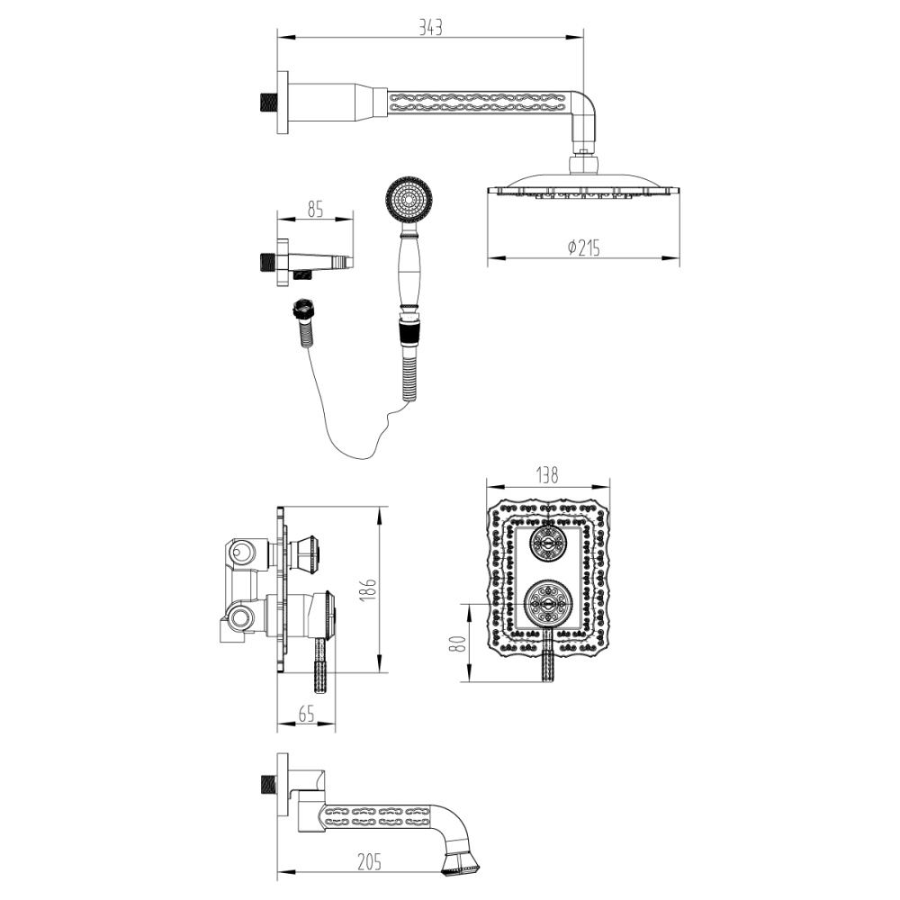 Душевая система для ванны Lemark Jasmine (LM6622B)