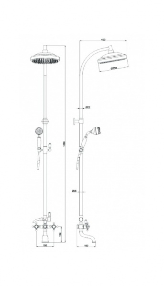 Фото Душевая система Timo Nelson (SX-1090 antique) бронза