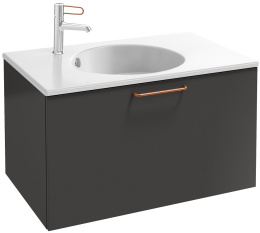 Тумба под раковину Jacob Delafon Odeon Rive Gauche 70 см, EB2511-RX-N14, цвет серый антрацит, ручки 
