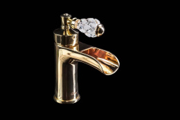 Фото Смеситель для умывальника Boheme Vogue Crystal (211-CRST) золото