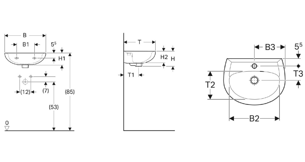 Geberit Renova 273045000 Раковина, подвесная