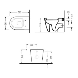 Приставной унитаз Serel Smart SM11 36 x 56 x 39 см сиденье, Soft Close, белый