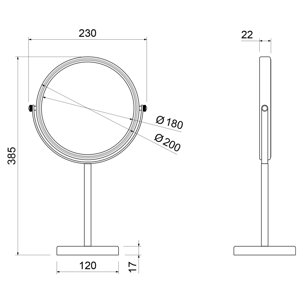 Фото Зеркало настольное Timo Saona 13274/17 золото матовое