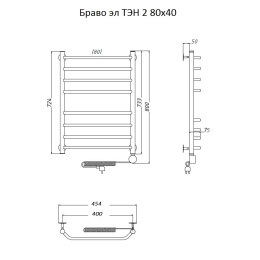 Полотенцесушитель Тругор  Браво эл ТЭН 2 80*40 (ЛЦ4) (Браво2/элТЭН8040)