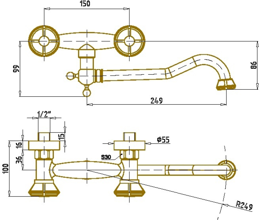 Душевые комплекты Комплект двухручковый для ванны и душа Bronze de Luxe Royal (10121DF/1) бронза