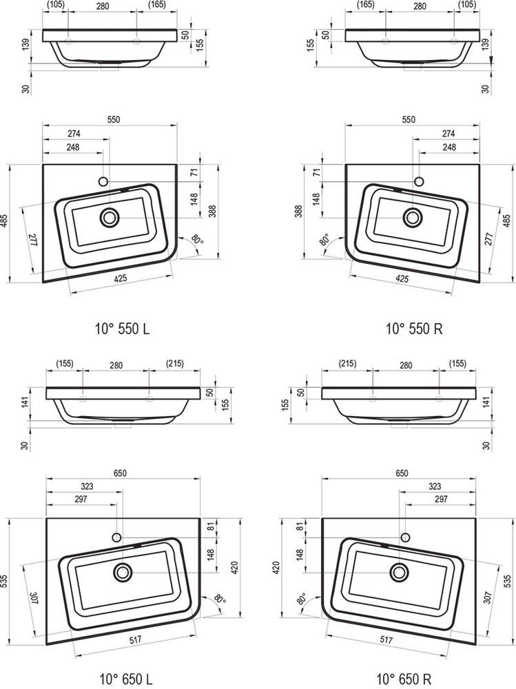 Фото Умывальник угловой Ravak  (XJIP1155000), белый