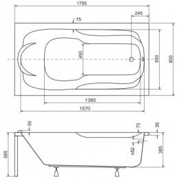 Акриловая ванна 180x80 Besco (WAB-180-PK), прямоугольная