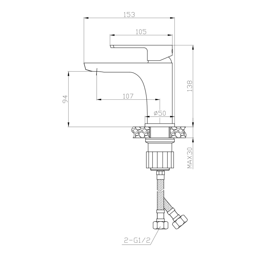 Смеситель для раковины Rossinka RS50 (RS50-12)