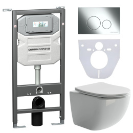 Подвесной унитаз Ceramica Nova CN3009_1001CH_1000 Сет 4 в 1 Rimless с системой инсталляции