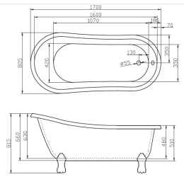 Акриловая ванна 170x80 BelBagno (BB04-CRM)