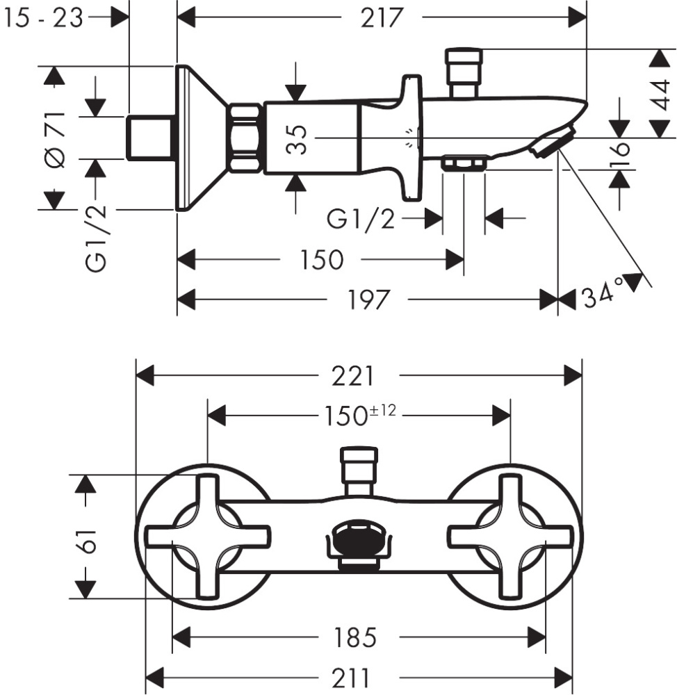 Смеситель для ванны 71240000 Hansgrohe Logis Classic (хром)