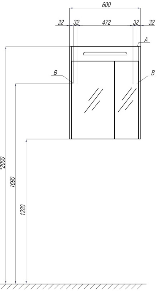 Зеркальный шкаф Aquaton Сильва 60 дуб фьорд 1A216202SIW60