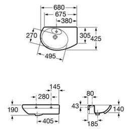 Раковина 68 см Roca Dama Senso (327519000) белый