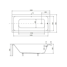 Акриловая ванна 160x70 Besco (WAM-160-MO), прямоугольная
