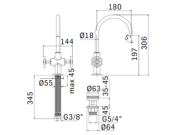 Фото Смеситель для раковины Mamoli Hipster 423800000051 1 отв. с донным клапаном, Chrome
