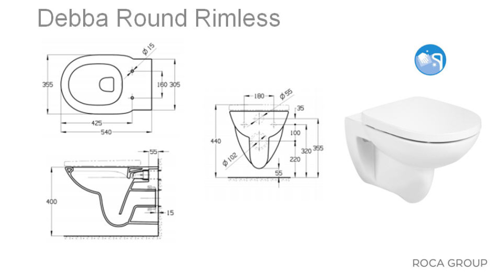 Чаша подвесного унитаза Roca Debba (346998000) белый