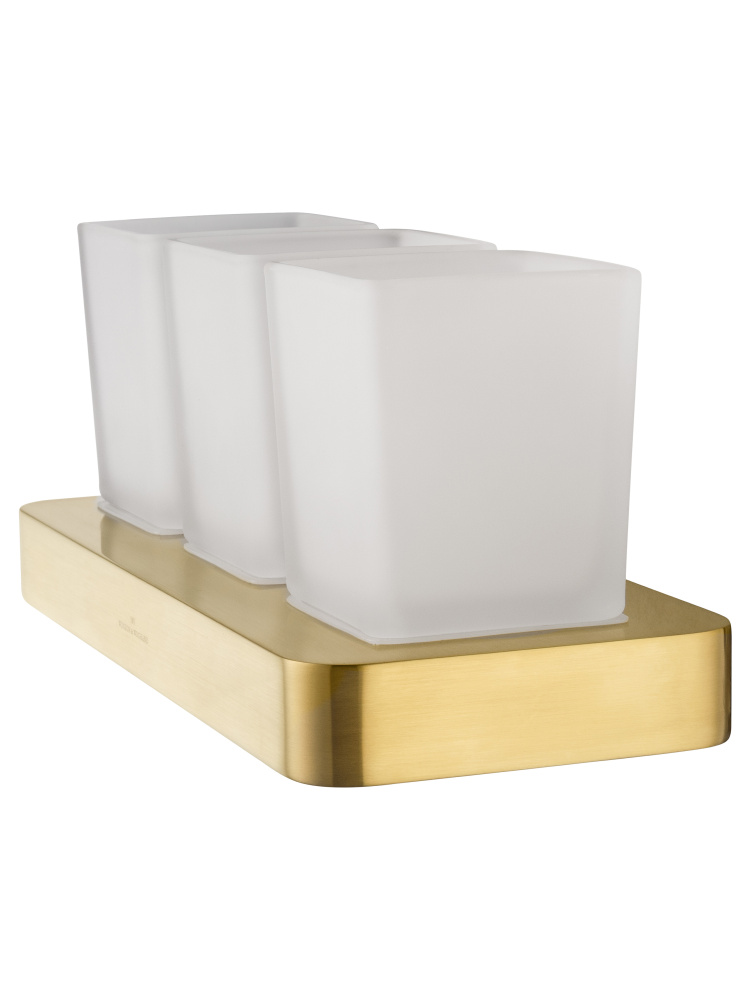 Три стакана для зубных щеток с держателем Wonzon&Woghand Lotte (WW-8338-BG) Золото