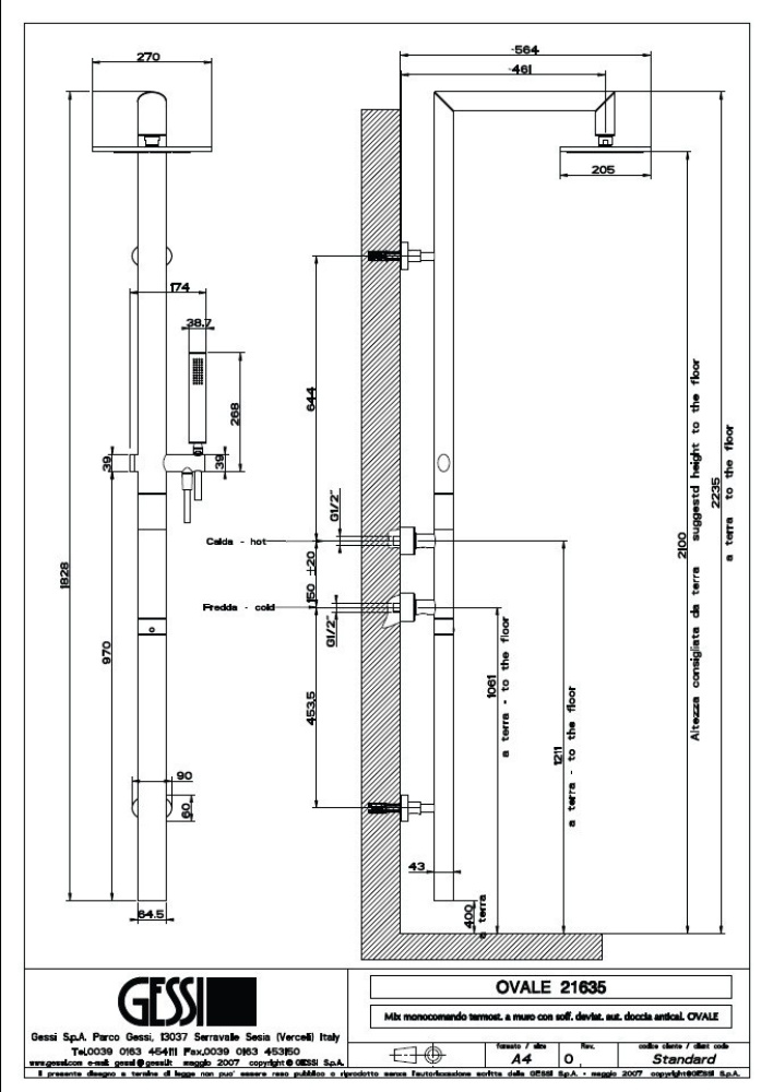 Душевая система Gessi Ovale (21635#031) хром