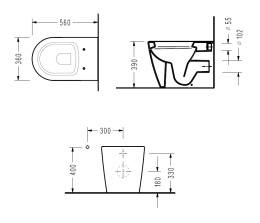 Приставной унитаз Serel Smart SM11 36 x 56 x 39 см сиденье, Soft Close, белый