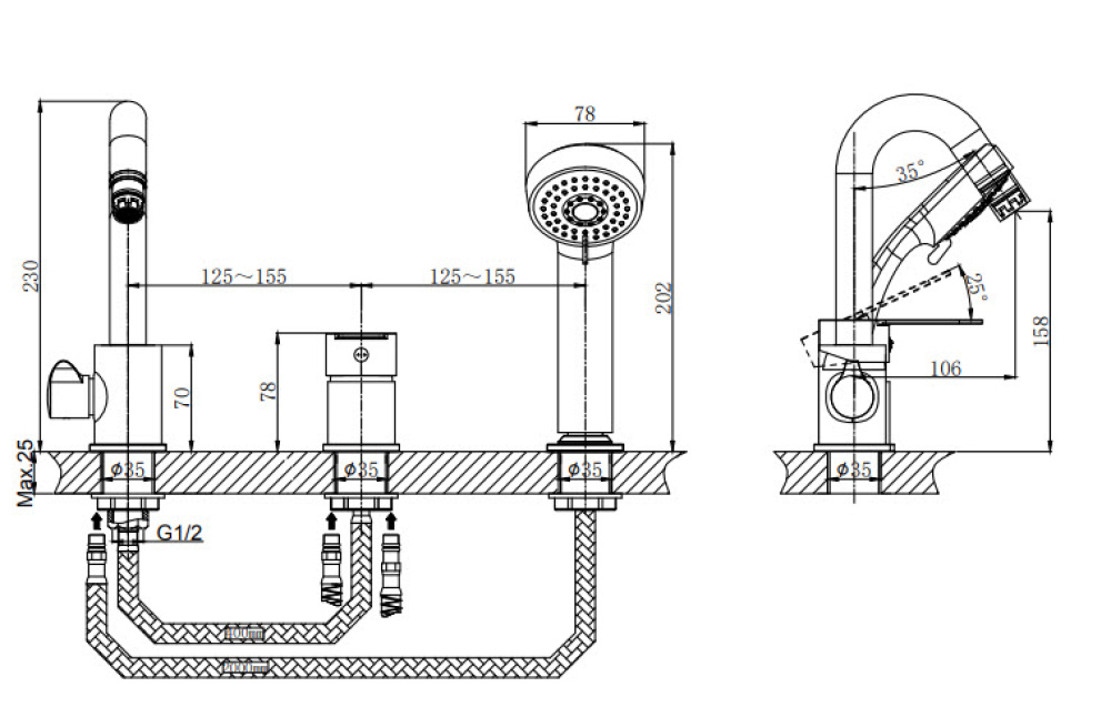 Фото Смеситель одноручный на борт ванны RUSH Tenerife TE2835-333