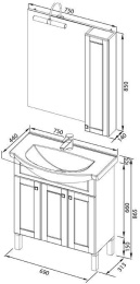 Мебель для ванной Aquanet Честер 75 белый/золото