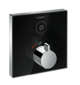 Термостатический смеситель для душа 15737600 Hansgrohe ShowerSelect Glass (черный, хром)