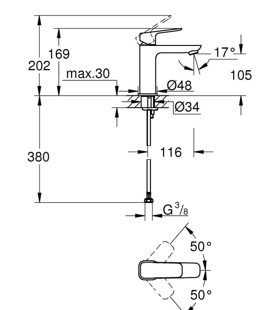 Фото Смеситель для раковины Grohe Cubeo 1017550000 хром