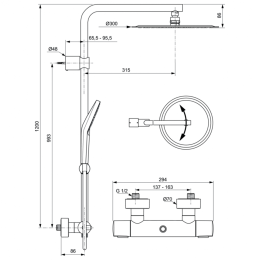Душевая система с термостатическим смесителем Ideal Standard IDEALRAIN LUXE EVO JET A6984AA