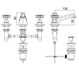 Фото Смеситель Sbordoni Deco prestige DP142NI для раковины, с донным клапаном, никель