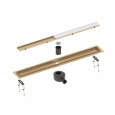 Душевой лоток TIMO Drain System 900 DS230209/17 с двусторонней панелью "plate" под плитку, Золото ма