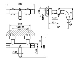 Смеситель для ванны Gessi Tortona (18711#031) хром