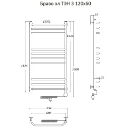 Полотенцесушитель Тругор  Браво эл ТЭН 3 120*60 (ЛЦ4) (Браво3/элТЭН12060)