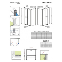 Дверь душевого уголка Radaway Eos II DWD+S 100 профиль Хром стекло прозрачное 3799492-01