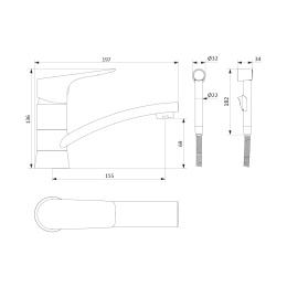 Фото Damixa Origin Bit 770230000 Смеситель для раковины с гигиеническим душем