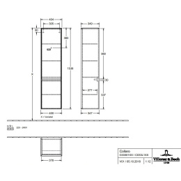 Villeroy Boch Collaro C033L1PD Шкаф пенал для ванной комнаты, петли справа (Black Matt Lacquer)