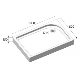 Душевой поддон BelBagno TRAY-BB-AH-100/80-15-W 100 x 80 см с сифоном