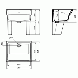 Раковина для хоз. нужд 75 см Ideal Standard Lago J085600