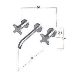 Antonio Lupi Timbro TB231 Смеситель для раковины, на 3 отв., излив: 258мм, цвет: хром