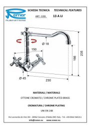 Смеситель Remer для кухни RR 13ALI ce 1/2 керамика