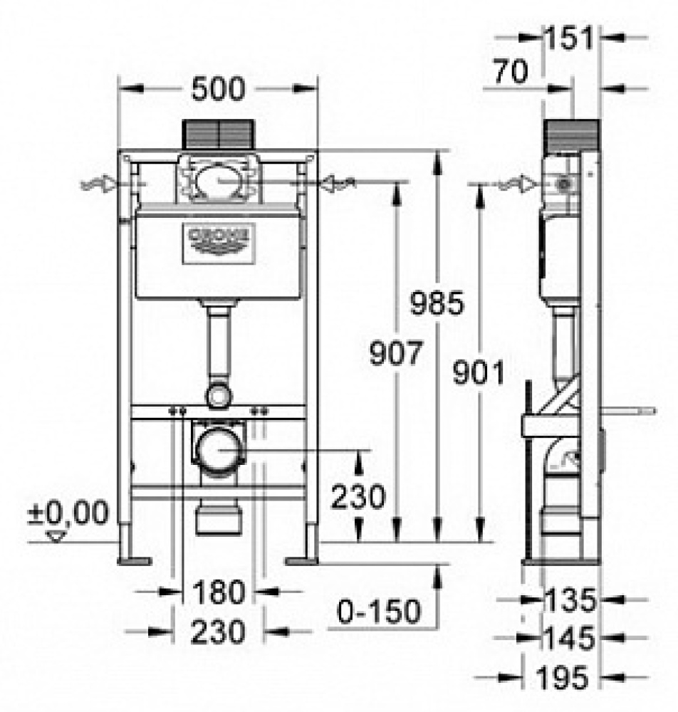 Инсталляция для унитаза Grohe Rapid SL 38586001