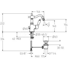 Смеситель для биде 2751/27V0br Orta GATTONI