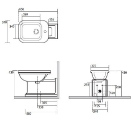 Kerasan Waldorf 4120K2 Биде напольное, удлиненное