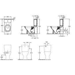 Унитаз компакт 56610101 VILLEROY&BOCH O'NOVO, 360x670 мм