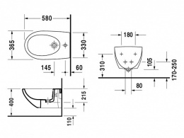 Биде подвесное Duravit Architec 2531150000, белый
