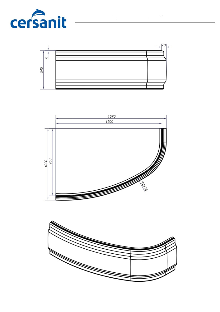Фото Cersanit 63361 Панель для ванны фронтальная JOANNA 150 универсальная