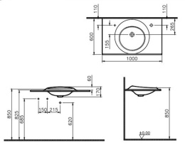 Раковина подвесная 100 см Vitra Istanbul (4519B403-6142) белый